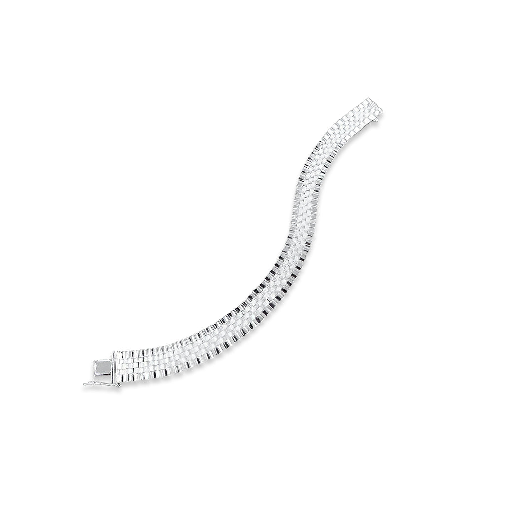 TMPPC004-19 Pulsera Caballero Modelo Rlx 3*2 1.1 cm de Ancho x 19 cm de Largo en Plata Fina .925