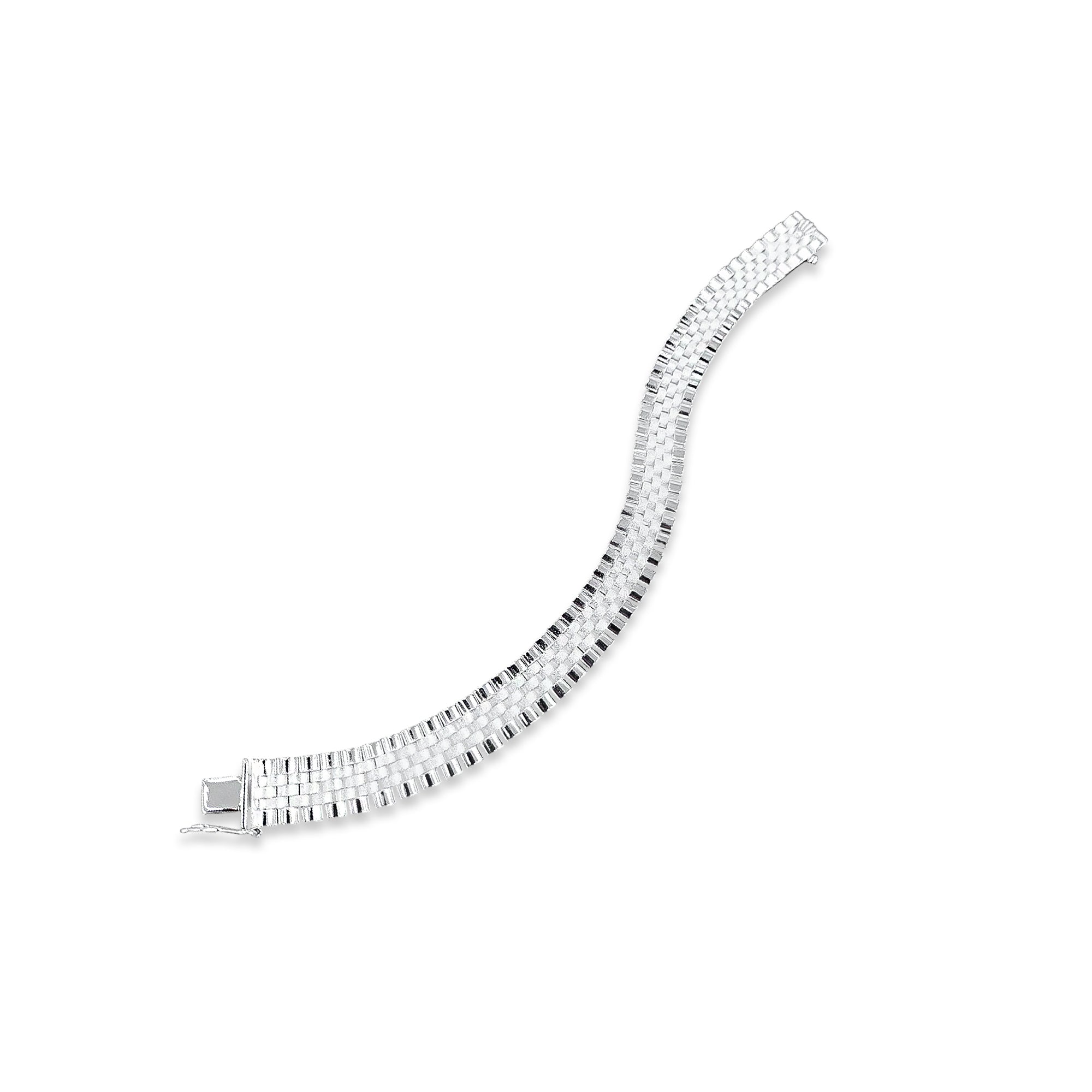 TMPPC004-19 Pulsera Caballero Modelo Rlx 3*2 1.1 cm de Ancho x 19 cm de Largo en Plata Fina .925