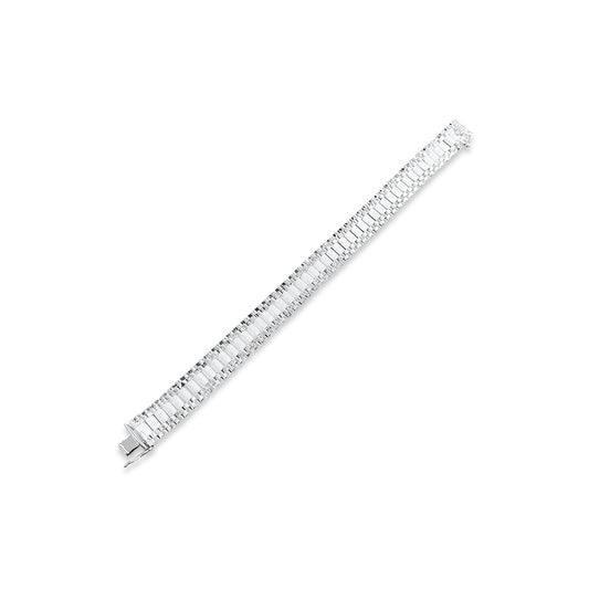 TMPPC005-19 Pulsera Caballero Modelo Rlx 1x2 1.2 cm de Ancho x 19 cm de Largo en Plata Fina .925