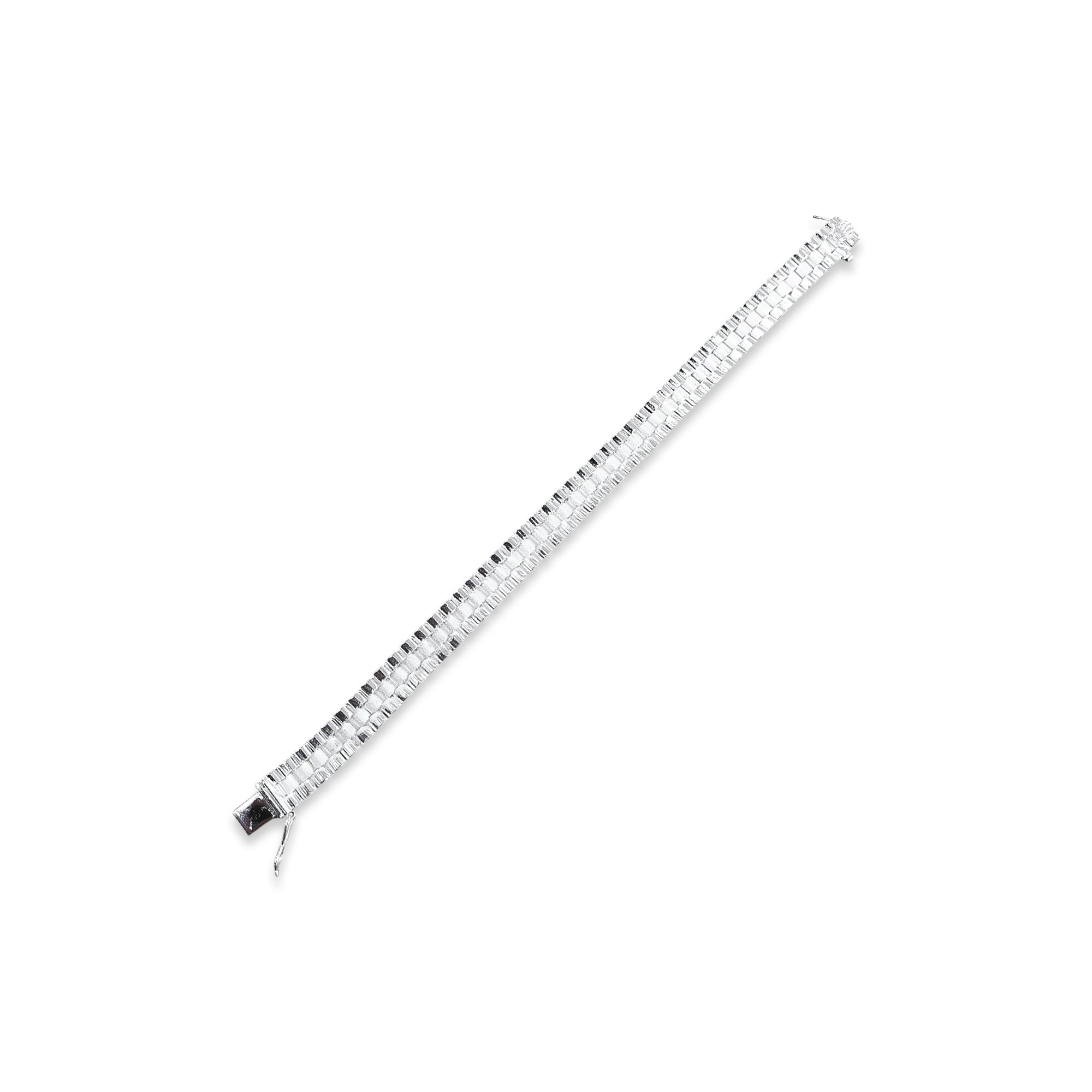 TMPPC007-19 Pulsera Caballero Modelo Rlx 1x1 Centro Corto 8 mm de Ancho x 19 cm de Largo en Plata Fina .925