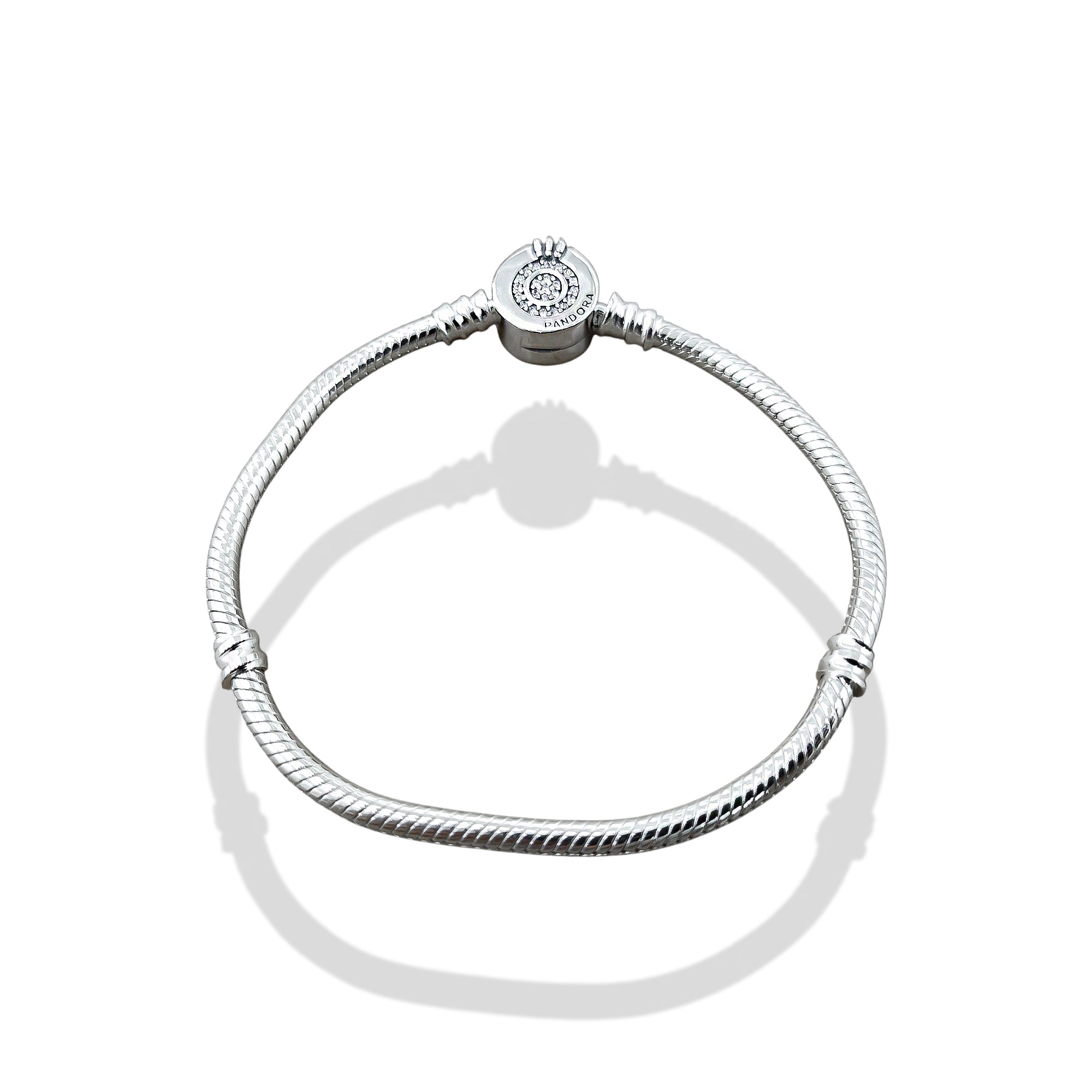 TMPPD001-17 Pulsera Dama Pand Círculo 3 Líneas 17 cm en Plata Fina .925