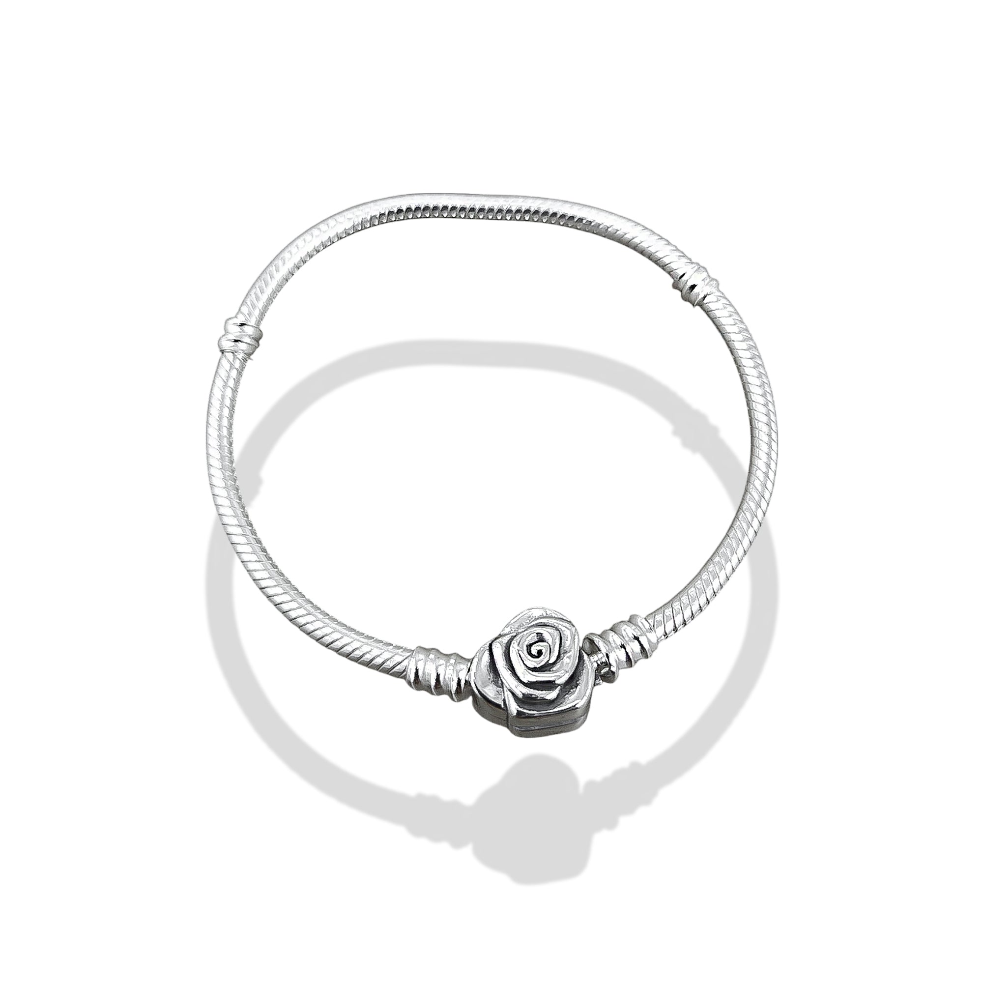 TMPPD002-17 Pulsera Dama Pand Broche Rose 17 cm en Plata Fina .925