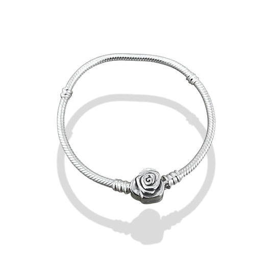 TMPPD002-17 Pulsera Dama Pand Broche Rose 17 cm en Plata Fina .925