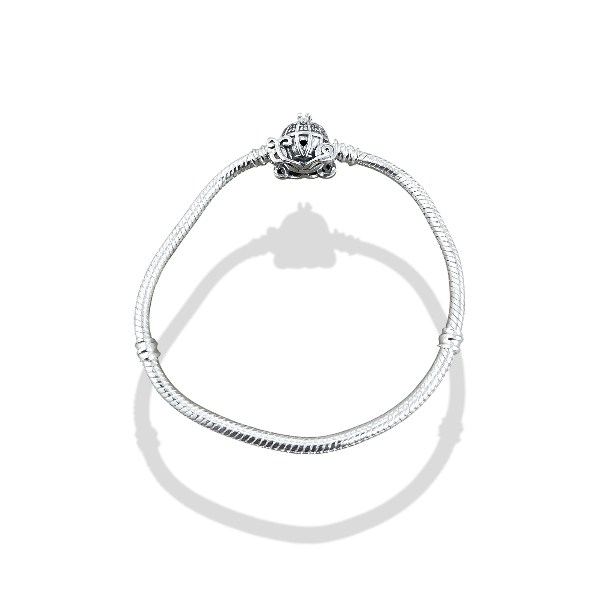 TMPPD003-19 Pulsera Dama Pand Carruaje Cenicienta 19 cm en Plata Fina .925