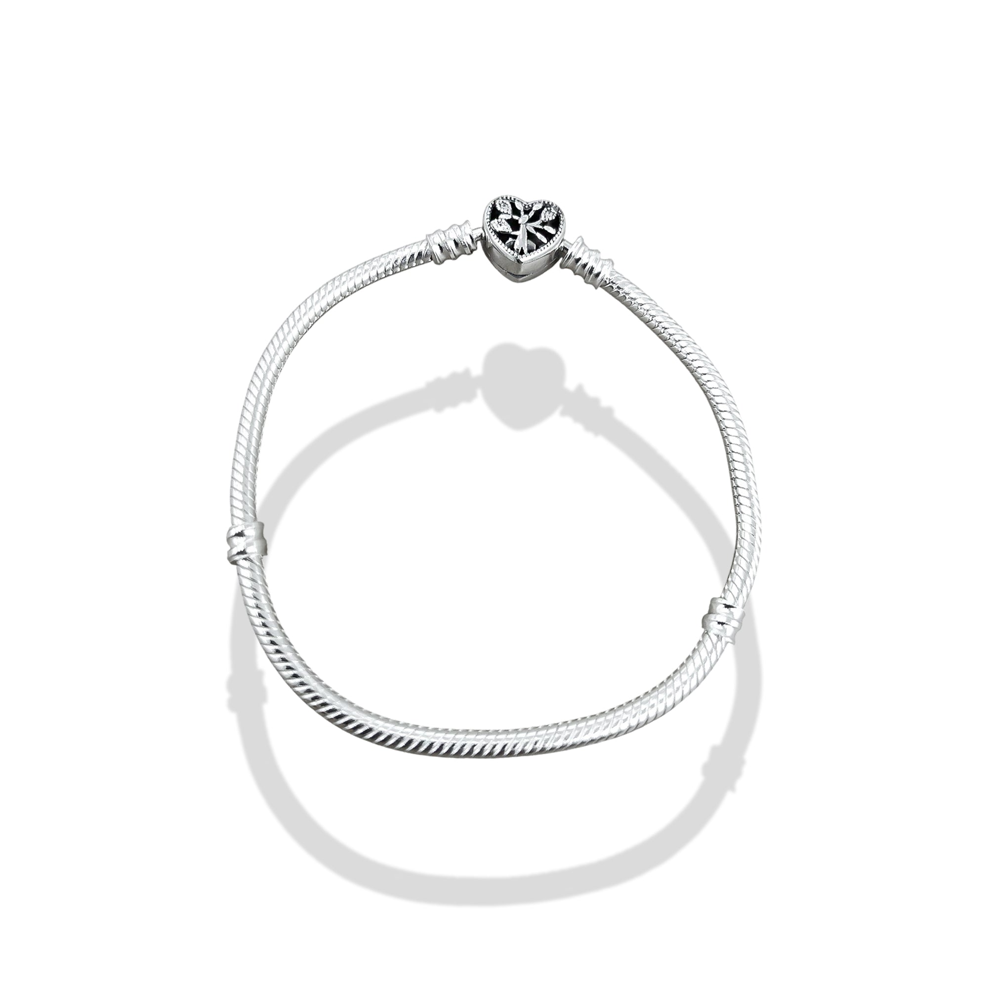 TMPPD005-17 Pulsera Dama Pand Corazón Floral 17 cm en Plata Fina .925