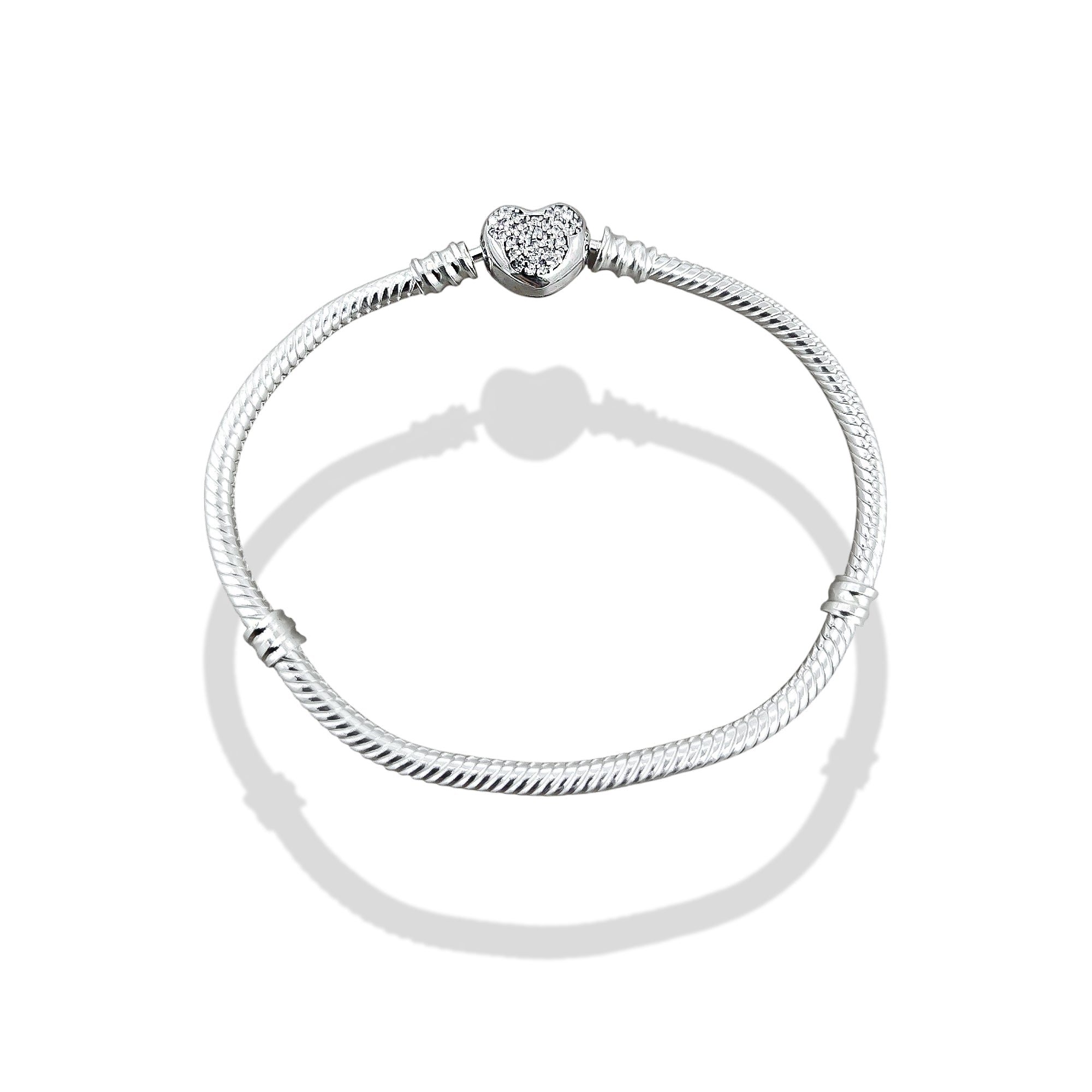 TMPPD006-17 Pulsera Dama Pand Corazón Mickey con Zirconias 17 cm en Plata Fina .925
