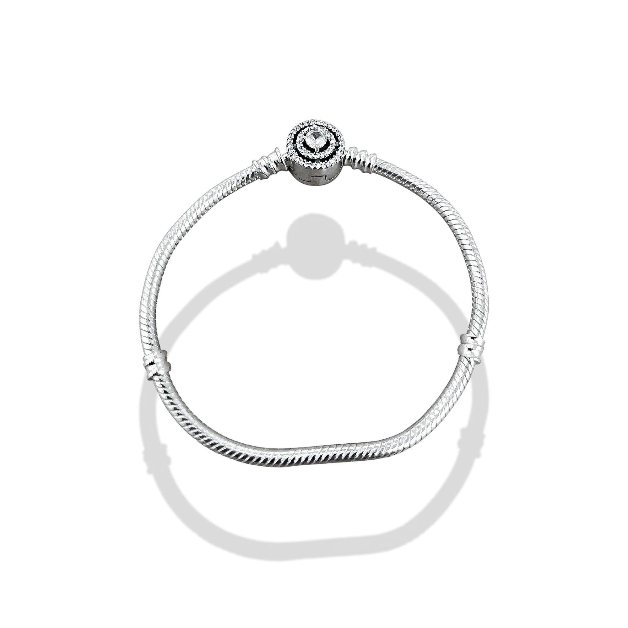 TMPPD008-17 Pulsera Dama Pand 3 Círculos con Zirconia 17 cm en Plata Fina .925