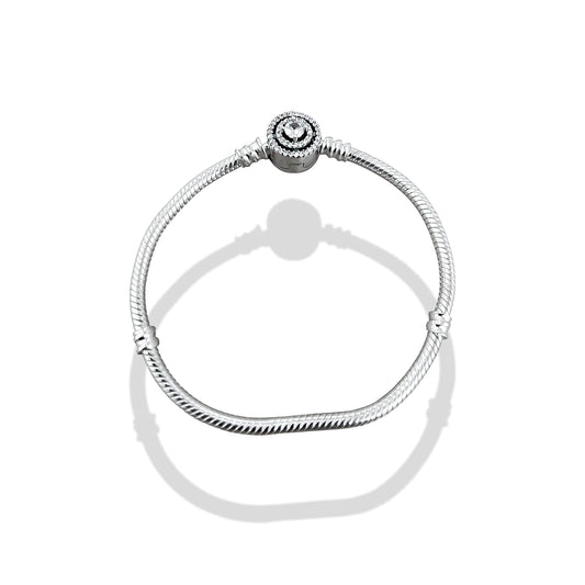 TMPPD008-19 Pulsera Dama Pand 3 Círculos con Zirconia 19 cm en Plata Fina .925