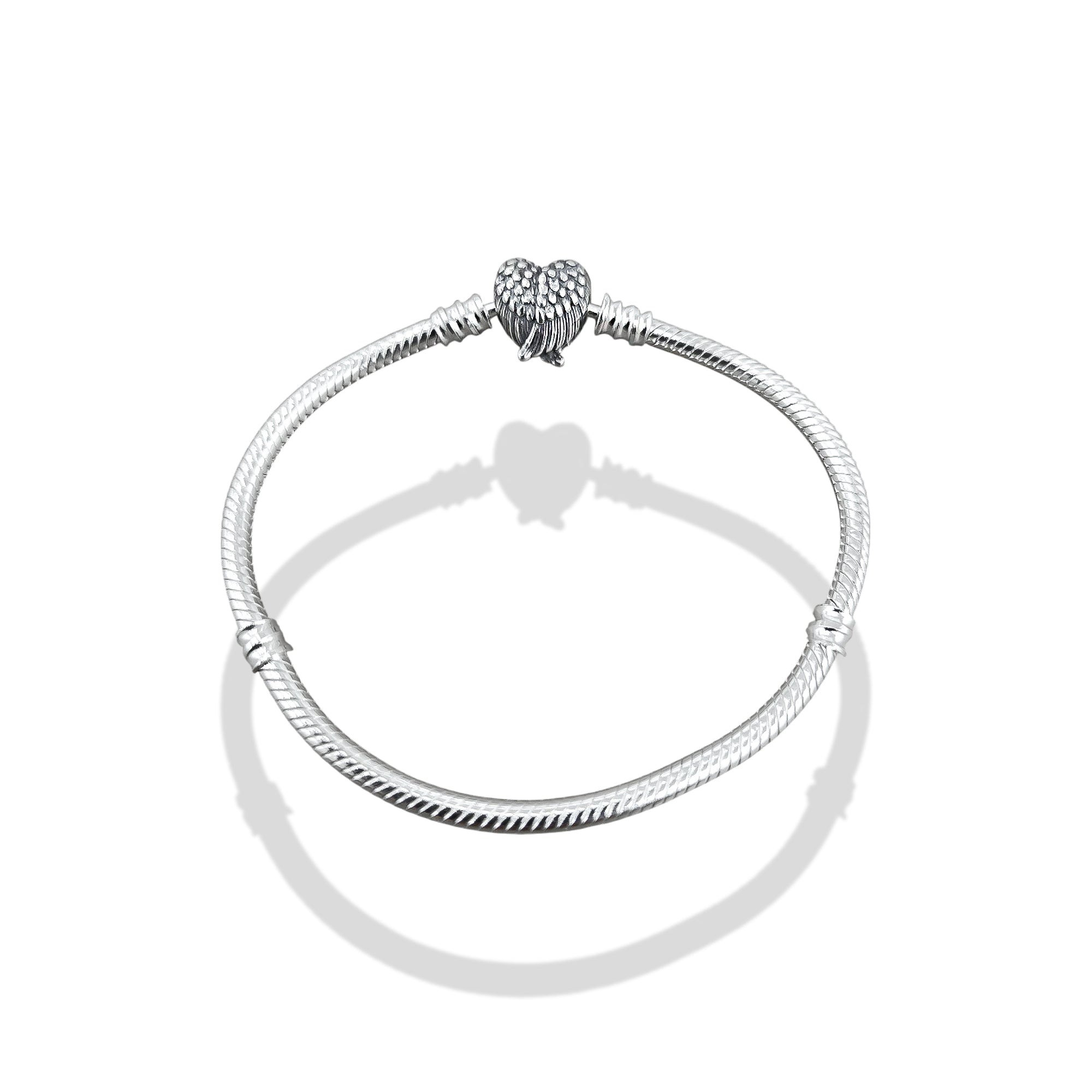 TMPPD009-17 Pulsera Dama Pand Corazón con Alas 17 cm en Plata Fina .925