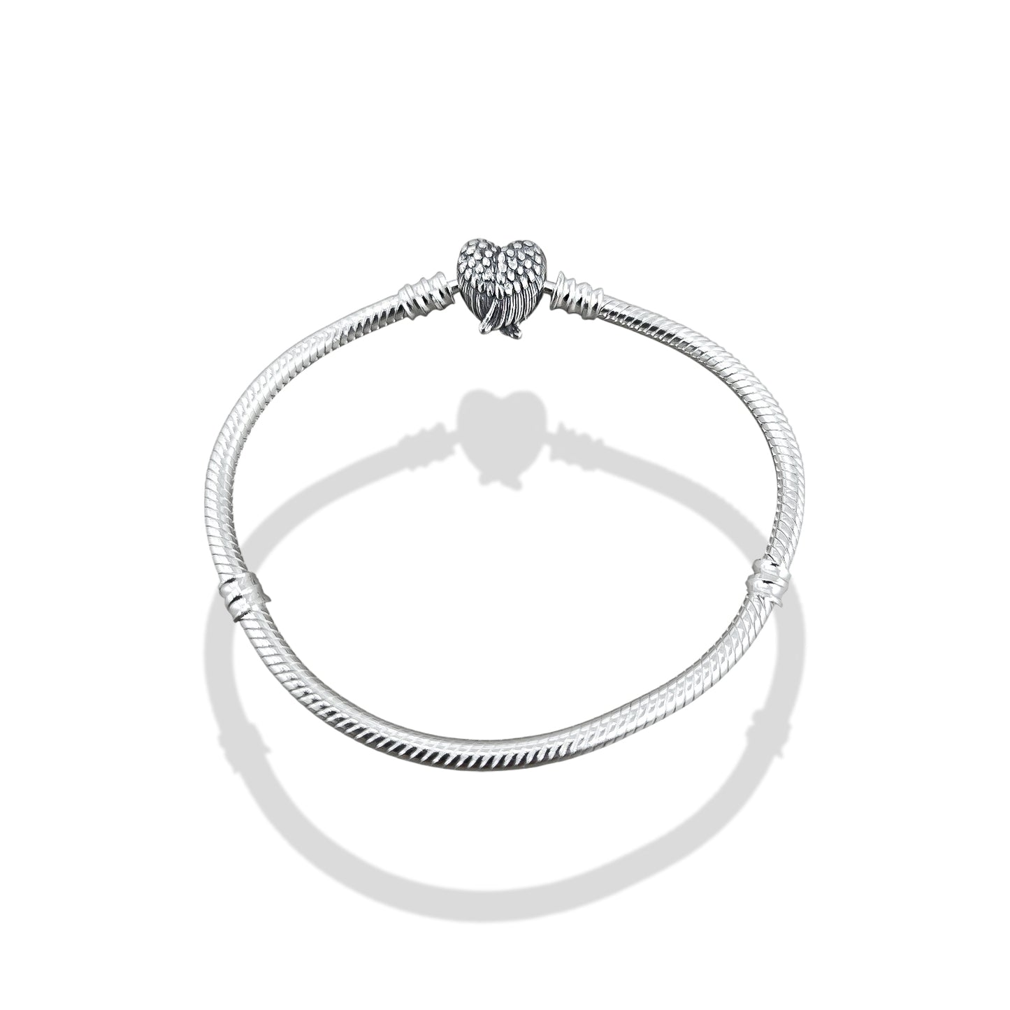 TMPPD009-19 Pulsera Dama Pand Corazón con Alas 19 cm en Plata Fina .925