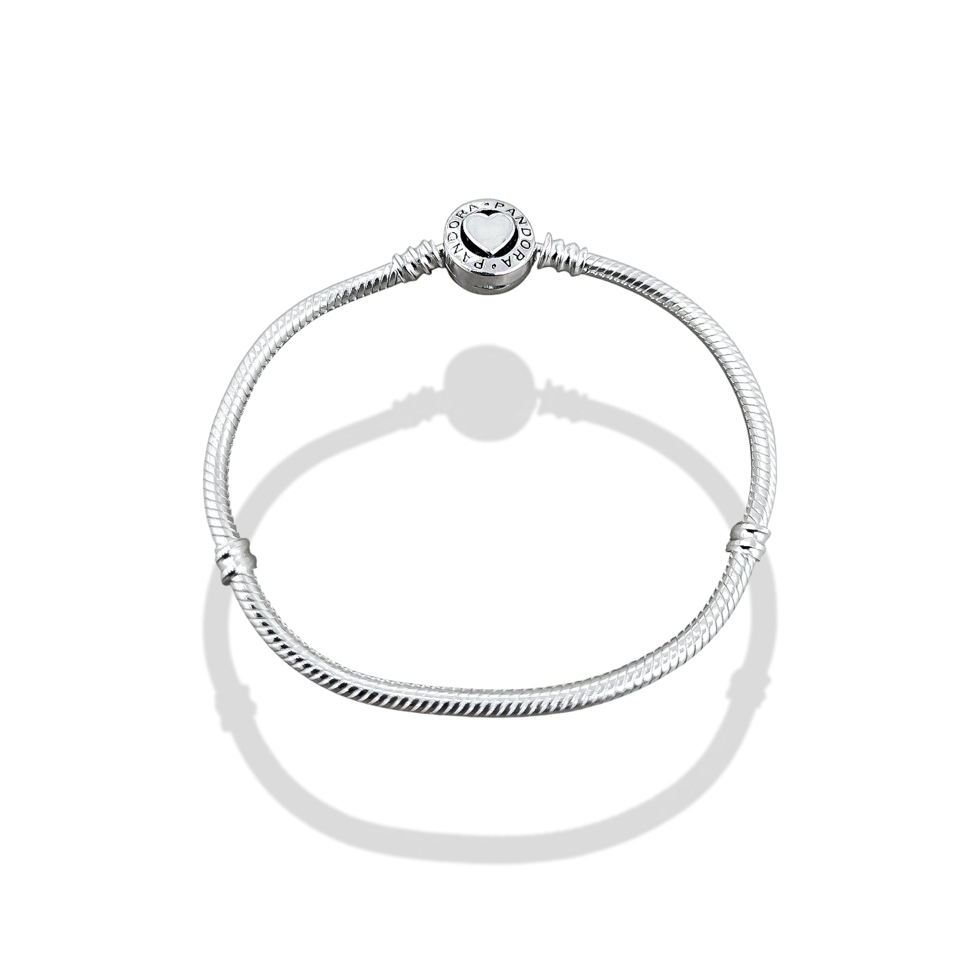 TMPPD011-18 Pulsera Dama Pand Corazón Centro Blanco 18 cm en Plata Fina .925
