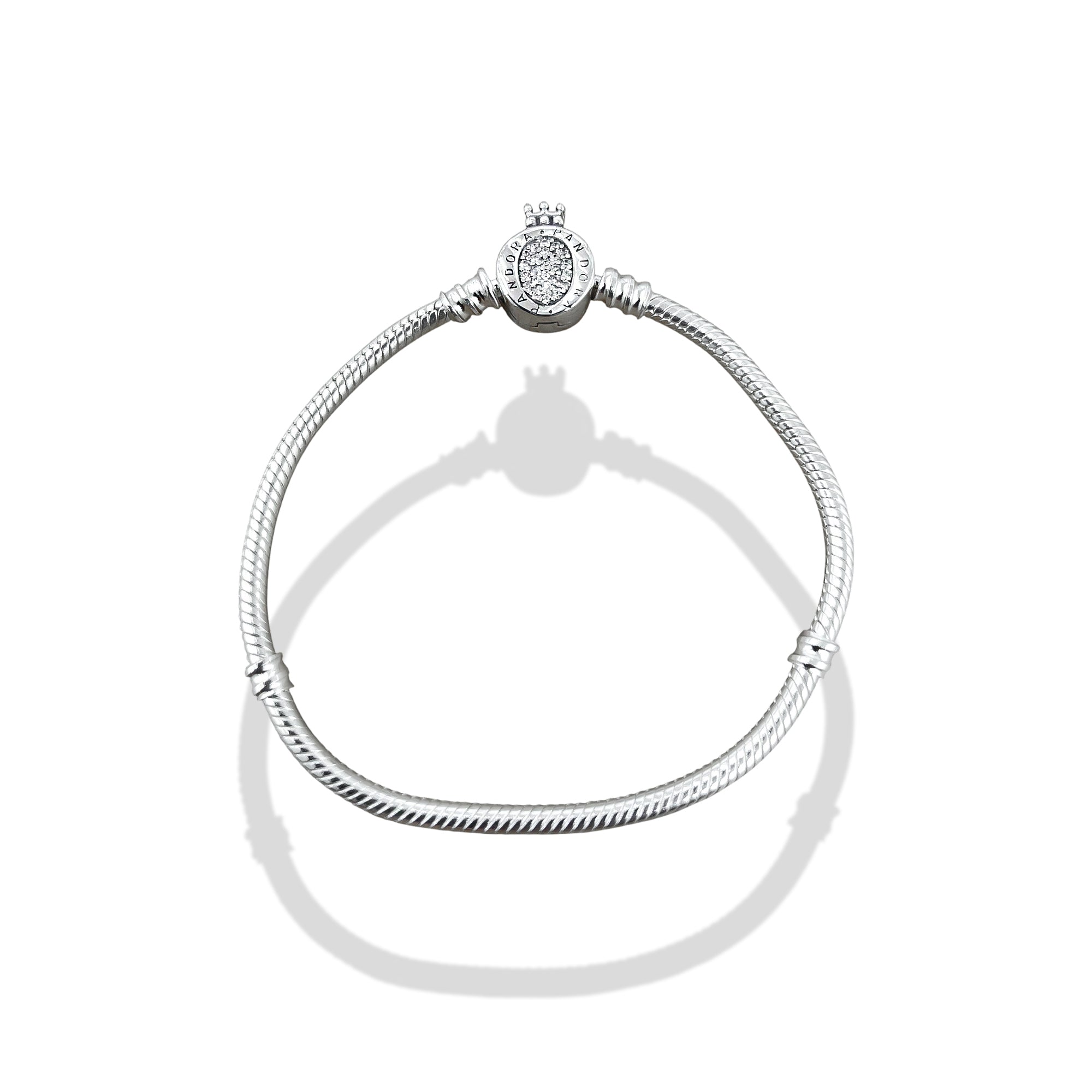 TMPPD012-17 Pulsera Dama Pand Óvalo Centro Zirconias Corona 17 cm en Plata Fina .925