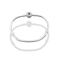 TMPPD018-18 Pulsera Dama Pand Círculo Estrella Centro Negro 18 cm en Plata Fina .925