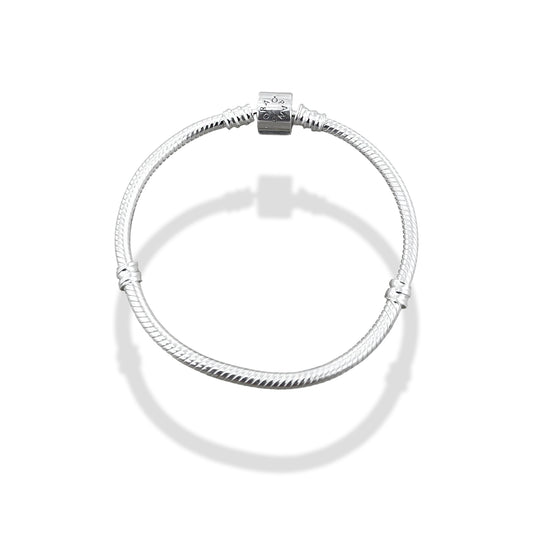 TMPPD019-18 Pulsera Dama Pand Cilindro Liso 18 cm en Plata Fina .925