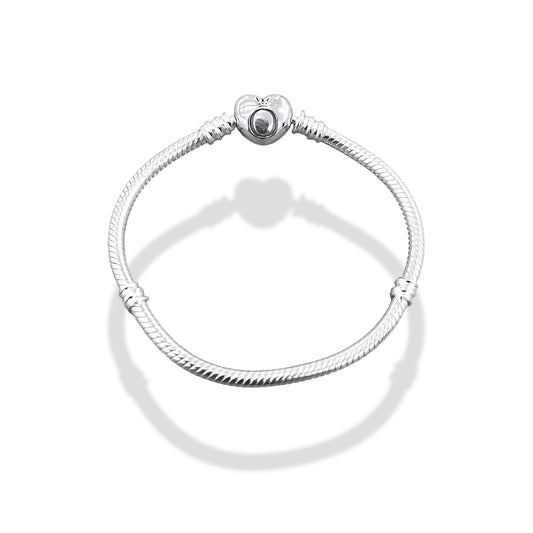 TMPPD021-18 Pulsera Dama Pand Corazón Liso 18 cm en Plata Fina .925