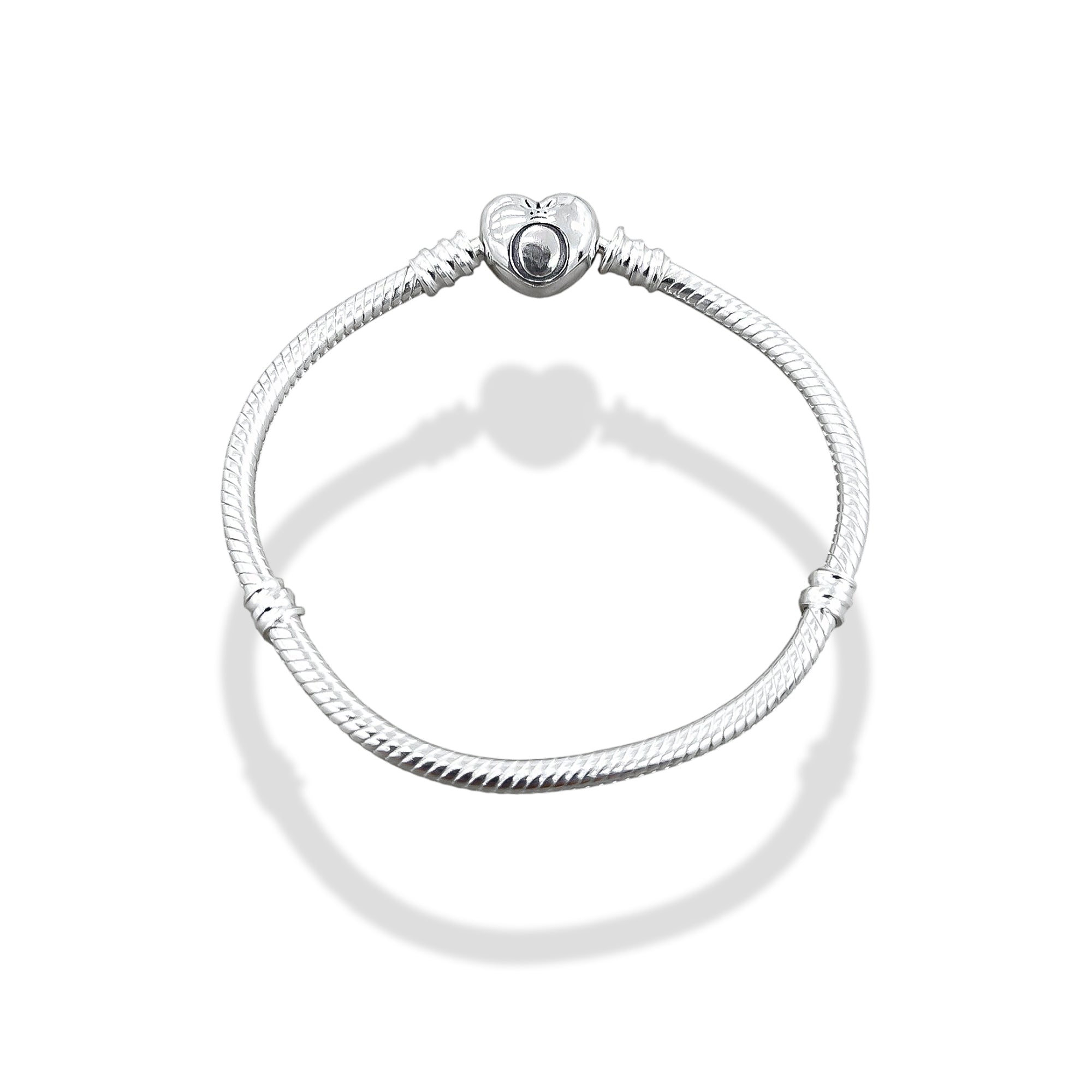 TMPPD021-19 Pulsera Dama Pand Corazón Liso 19 cm en Plata Fina .925