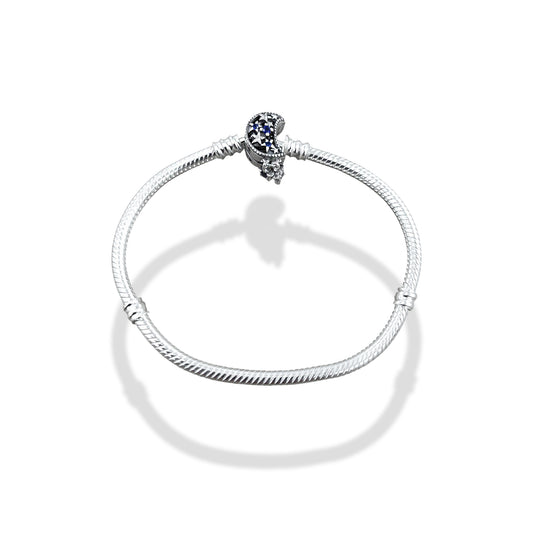 TMPPD022-19 Pulsera Dama Pand Luna con Estrellas Colgantes 19 cm en Plata Fina .925