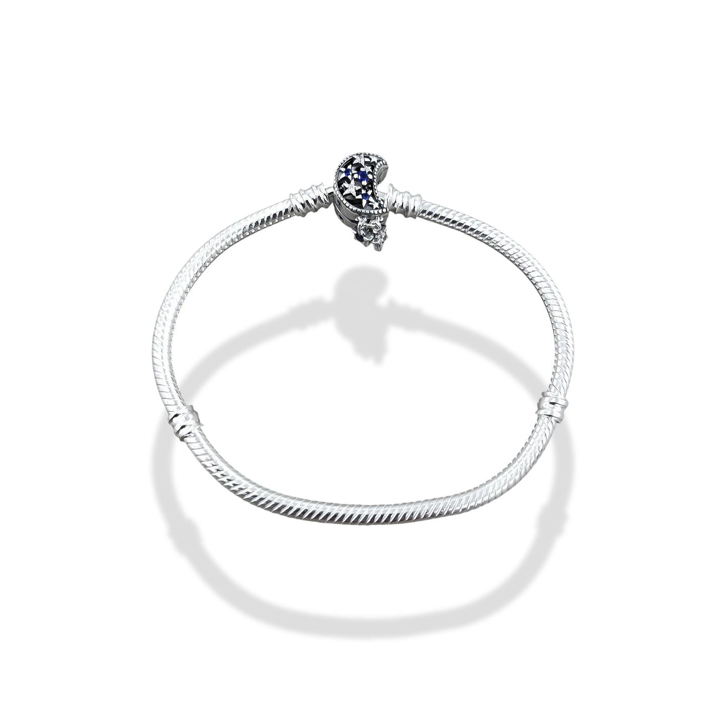 TMPPD022-18 Pulsera Dama Pand Luna con Estrellas Colgantes 18 cm en Plata Fina .925