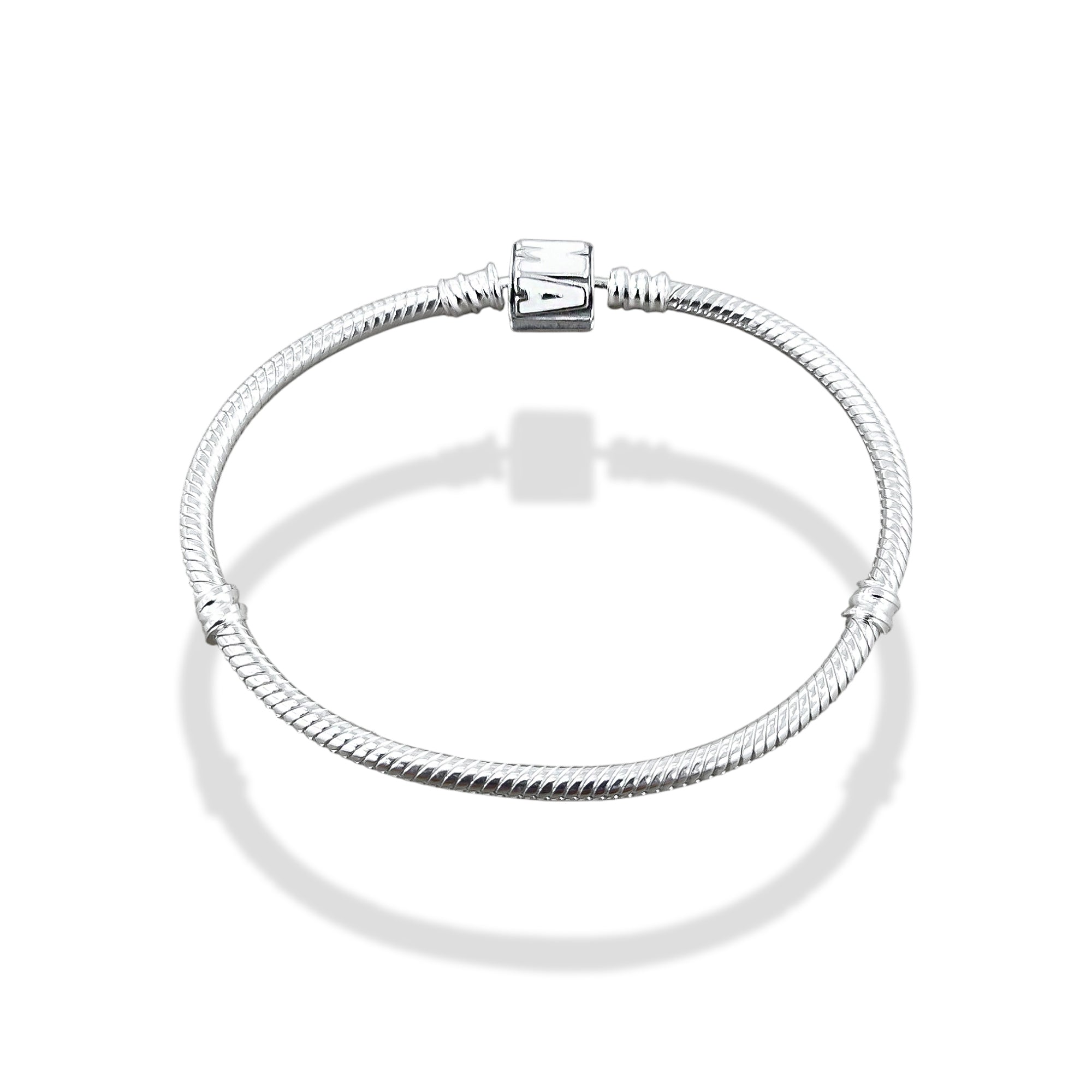 TMPPD025-18 Pulsera Dama Pand Marvel Esmalte Blanco 18 cm en Plata Fina .925