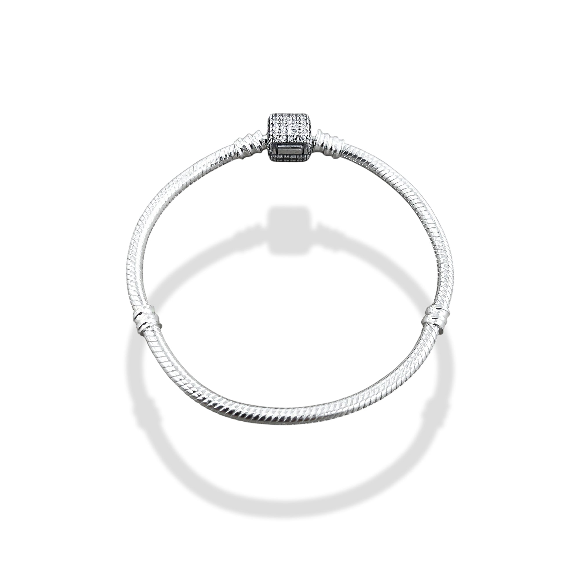 TMPPD026-17 Pulsera Dama Pand Cilindro Zirconias Pavé 17 cm en Plata Fina .925