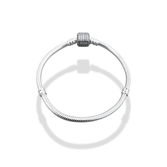 TMPPD026-19 Pulsera Dama Pand Cilindro Zirconias Pavé 19 cm en Plata Fina .925