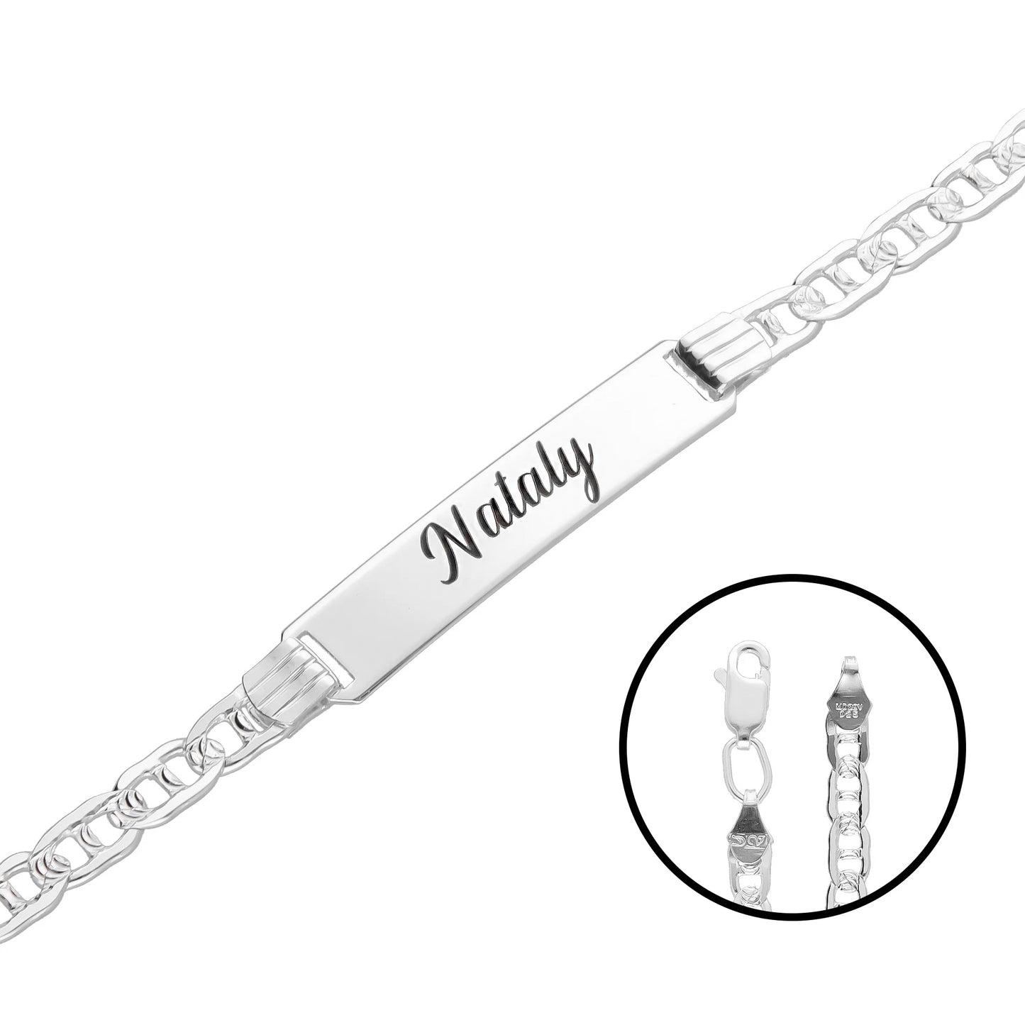 LPPN004 Esclava Gusi Colgante San Benito Grabado Laser 16 Cm de Largo Plata .925