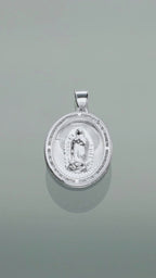 LPDJ176 Medalla Virgen Oval Bisel Del Gde En Plata .925 Con Zirconia 814868752