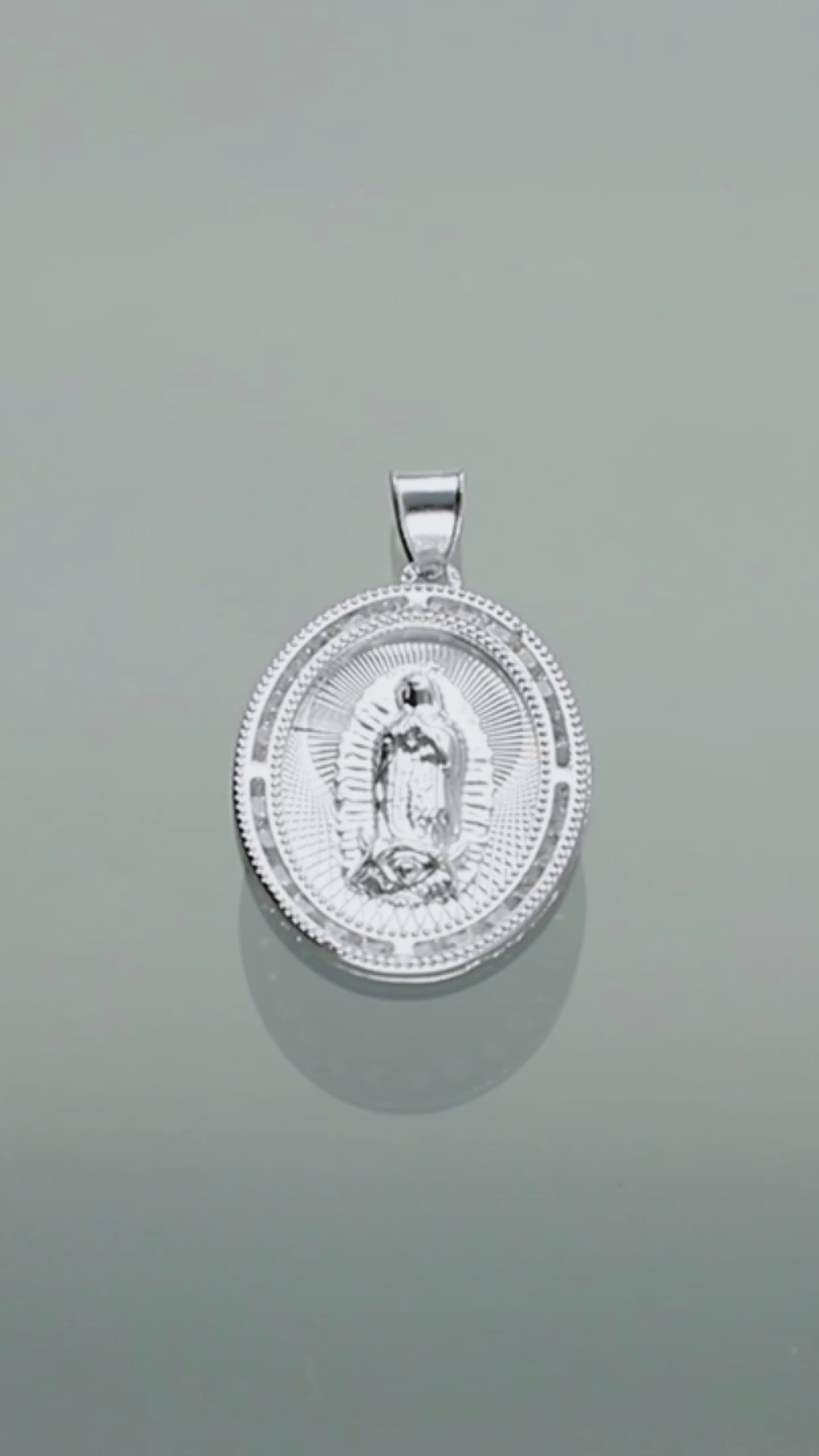 LPDJ176 Medalla Virgen Oval Bisel Del Gde En Plata .925 Con Zirconia 814868752