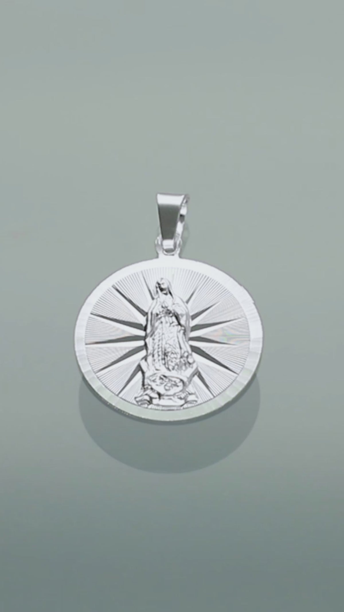 LPDJ050 Medalla Virgen Redonda Radial Diamantada En Plata .925 816815183