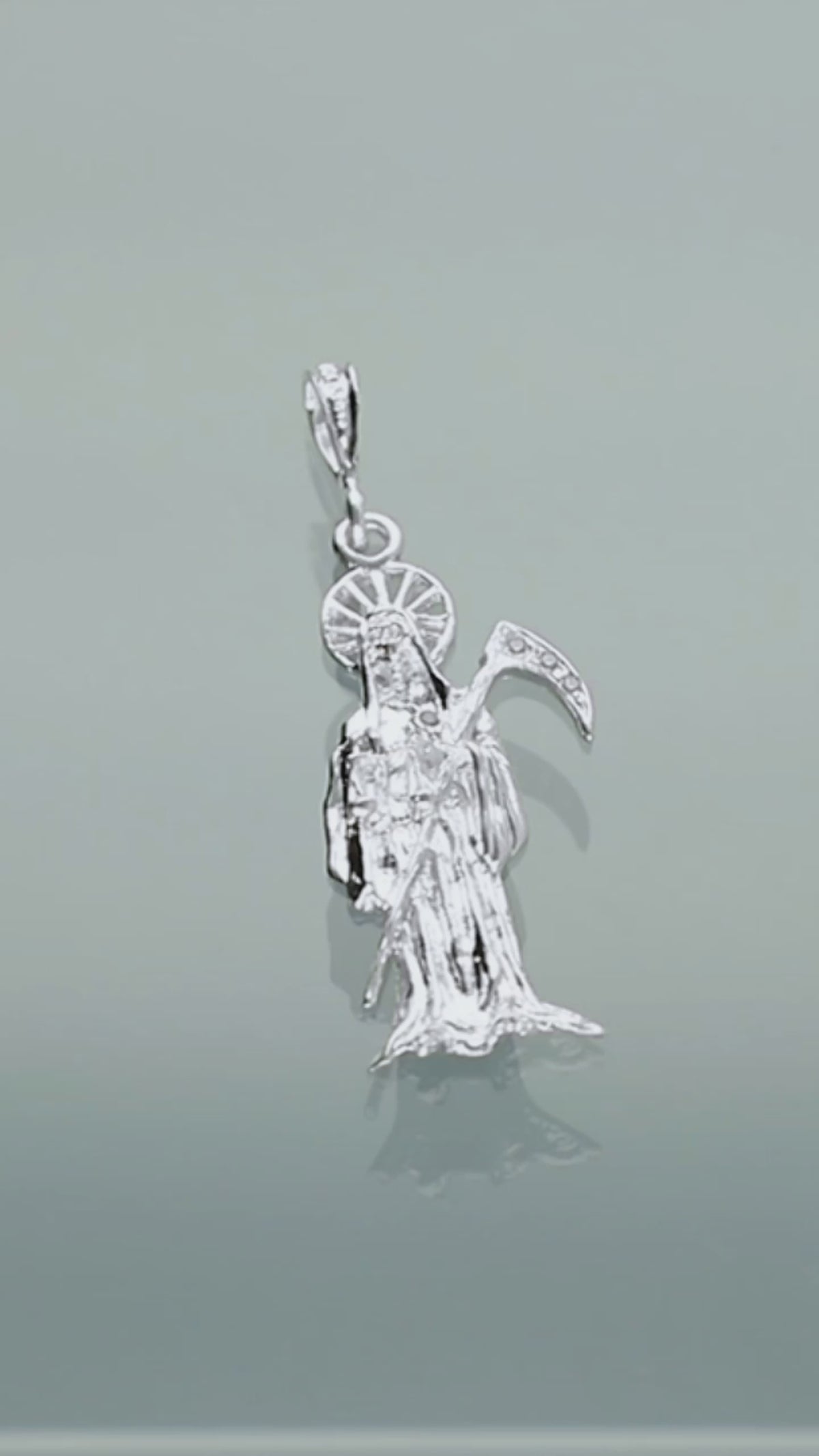 LPDJ030 Dije Santa Muerte Resplandor Plata .925 Con Zirconia Taxco MLM755753338