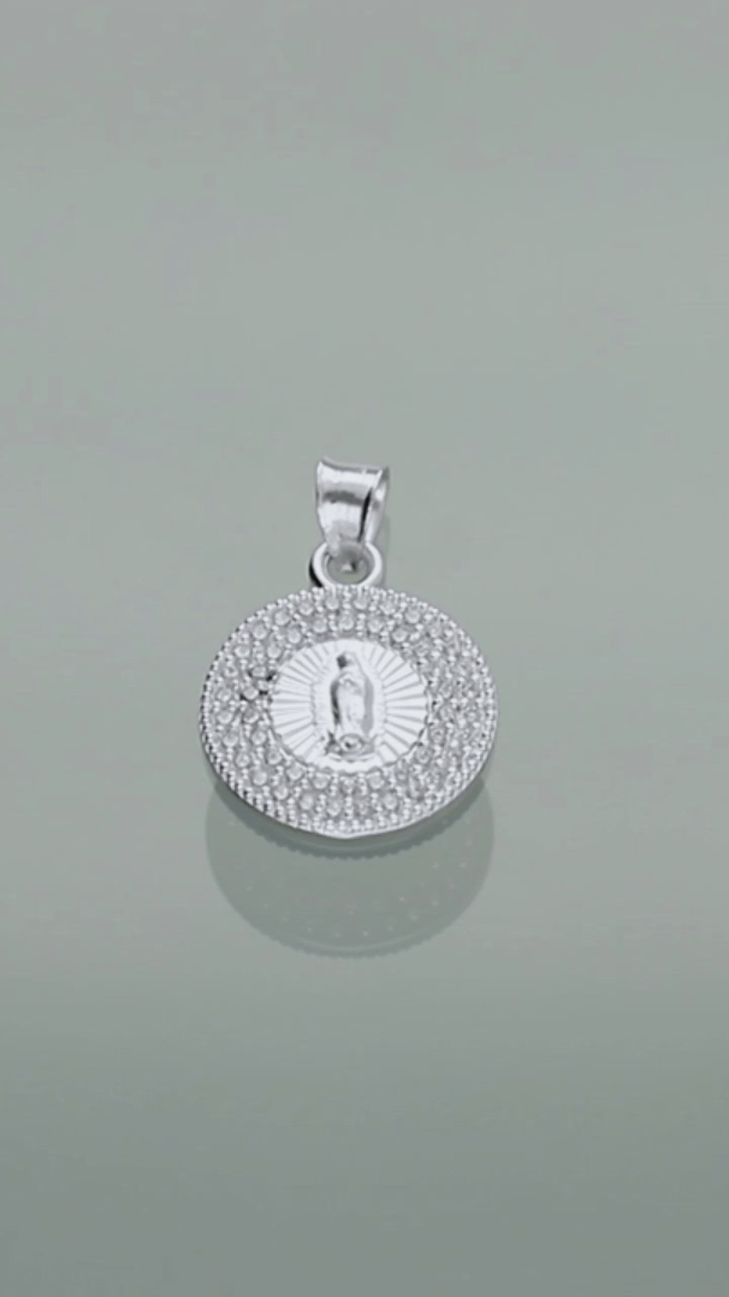 LPDJ047 Medalla Virgen Red Bisel Gde En Plata .925 Con Zirconia 814865505