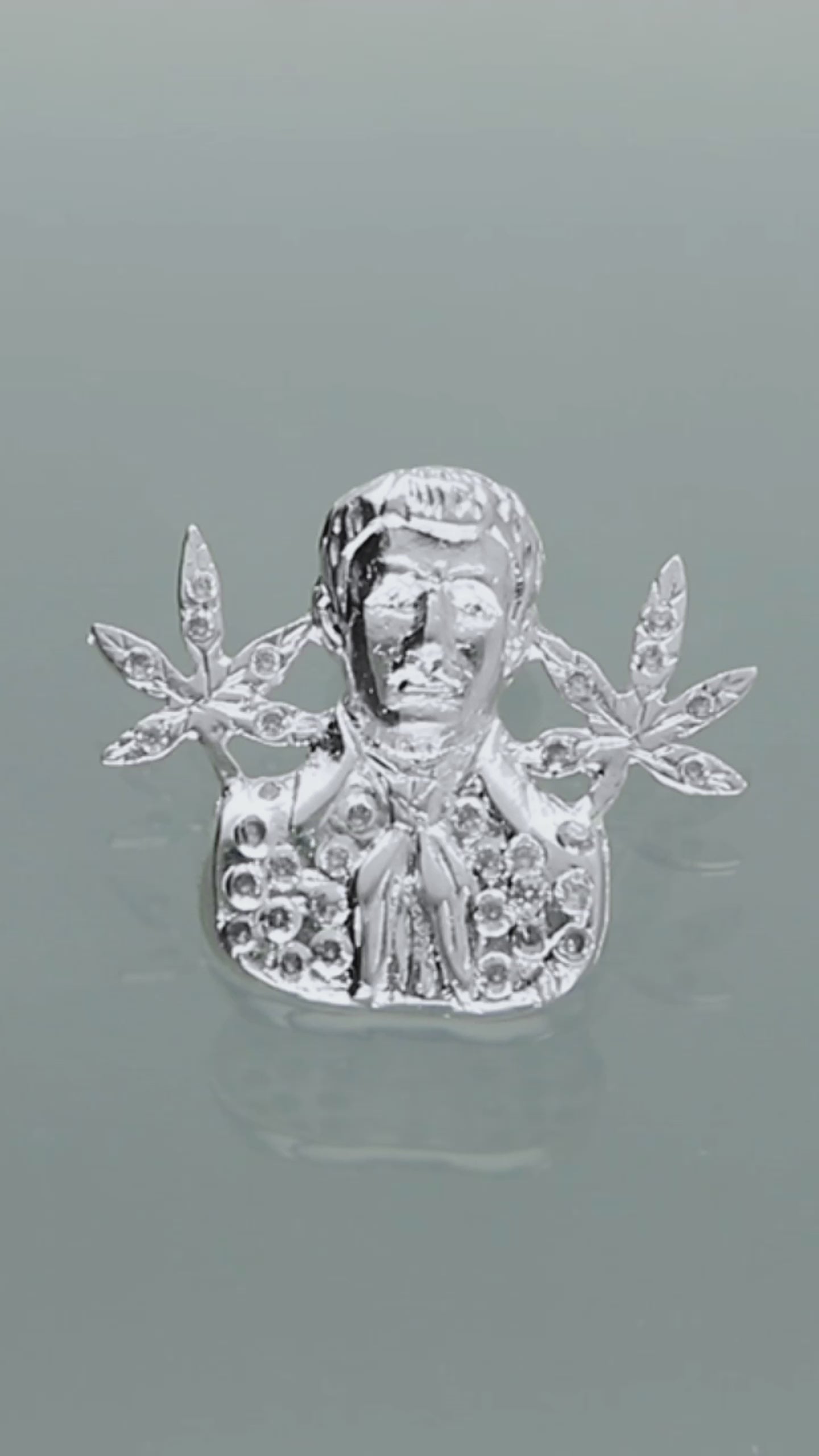 LPDJ018 Dije Jesus Malverde Mari Plata .925 Con Zirconia Taxco Gro MLM740359072