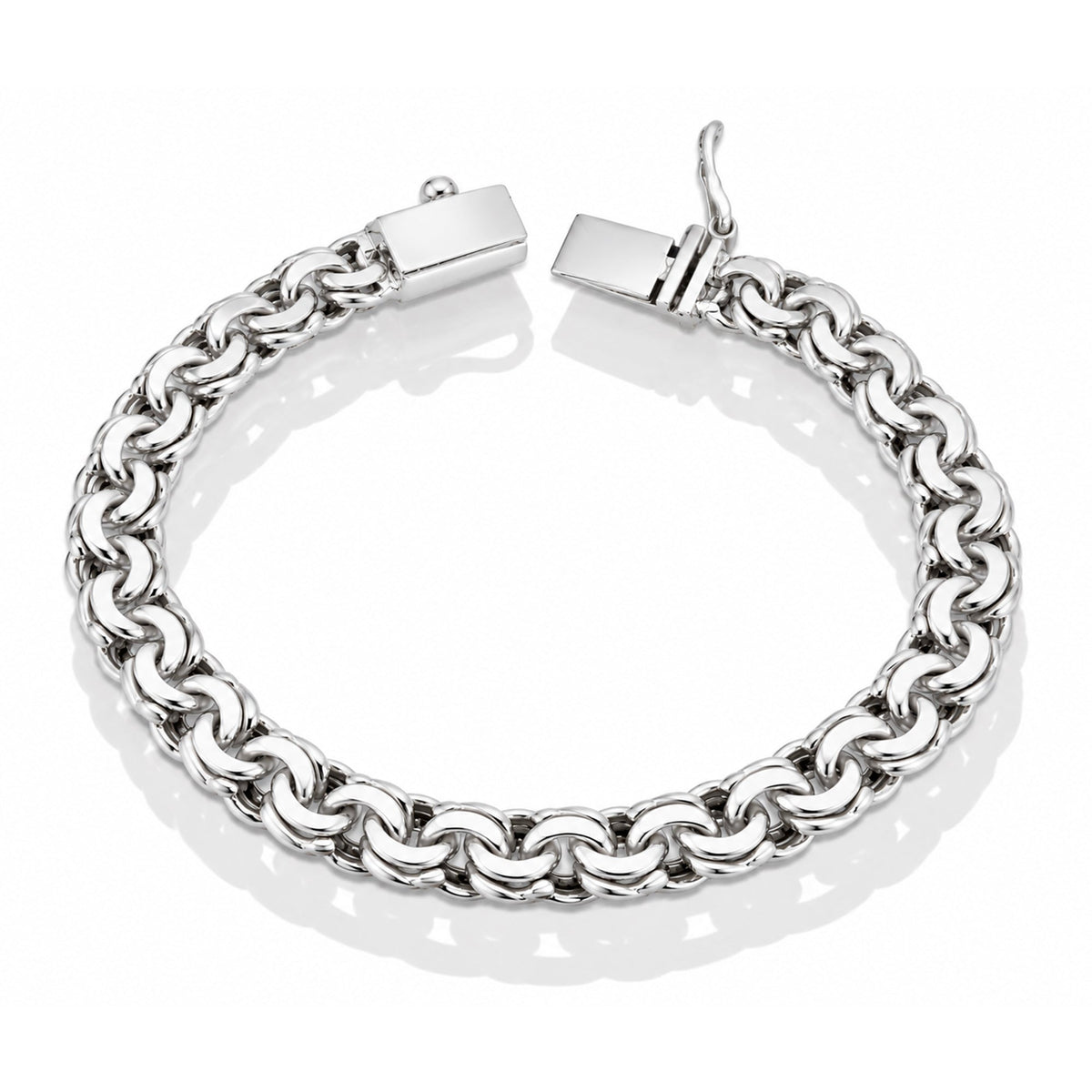 LPPC015 Pulsera Tejido Chino 8.2 mm x 22 cm en Plata Ley .925