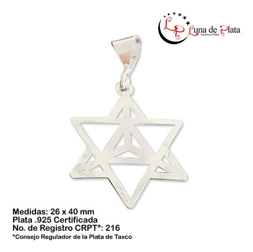 LPDJ020 Dije Merkaba 3 Cm De Diametro Plata .925 MLM959668404