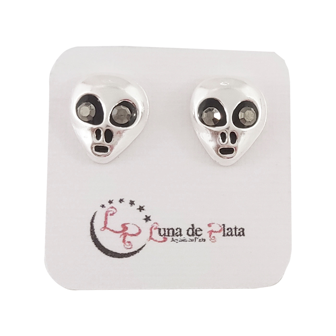 LPAP031 Aretes Broquel Alien Plata .925 Taxco 1357696686