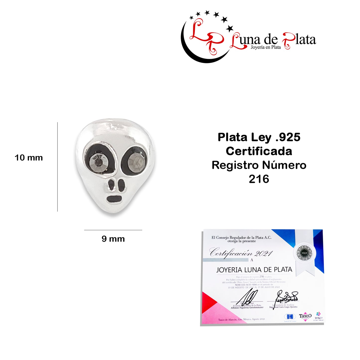 LPAP031 Aretes Broquel Alien Plata .925 Taxco 1357696686