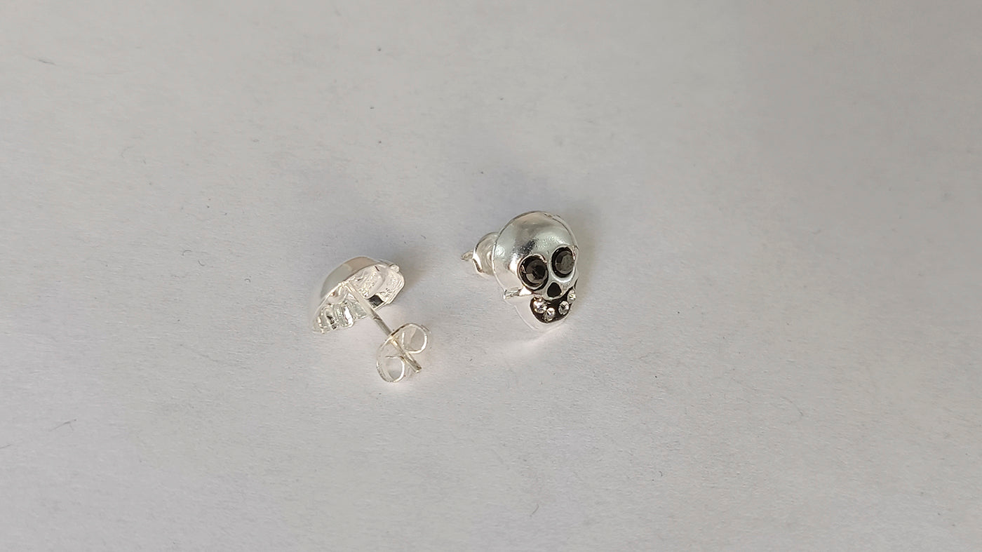 LPAP030 Aretes Broquel Plata Calavera Bomb Plata .925 Taxco 1357640327