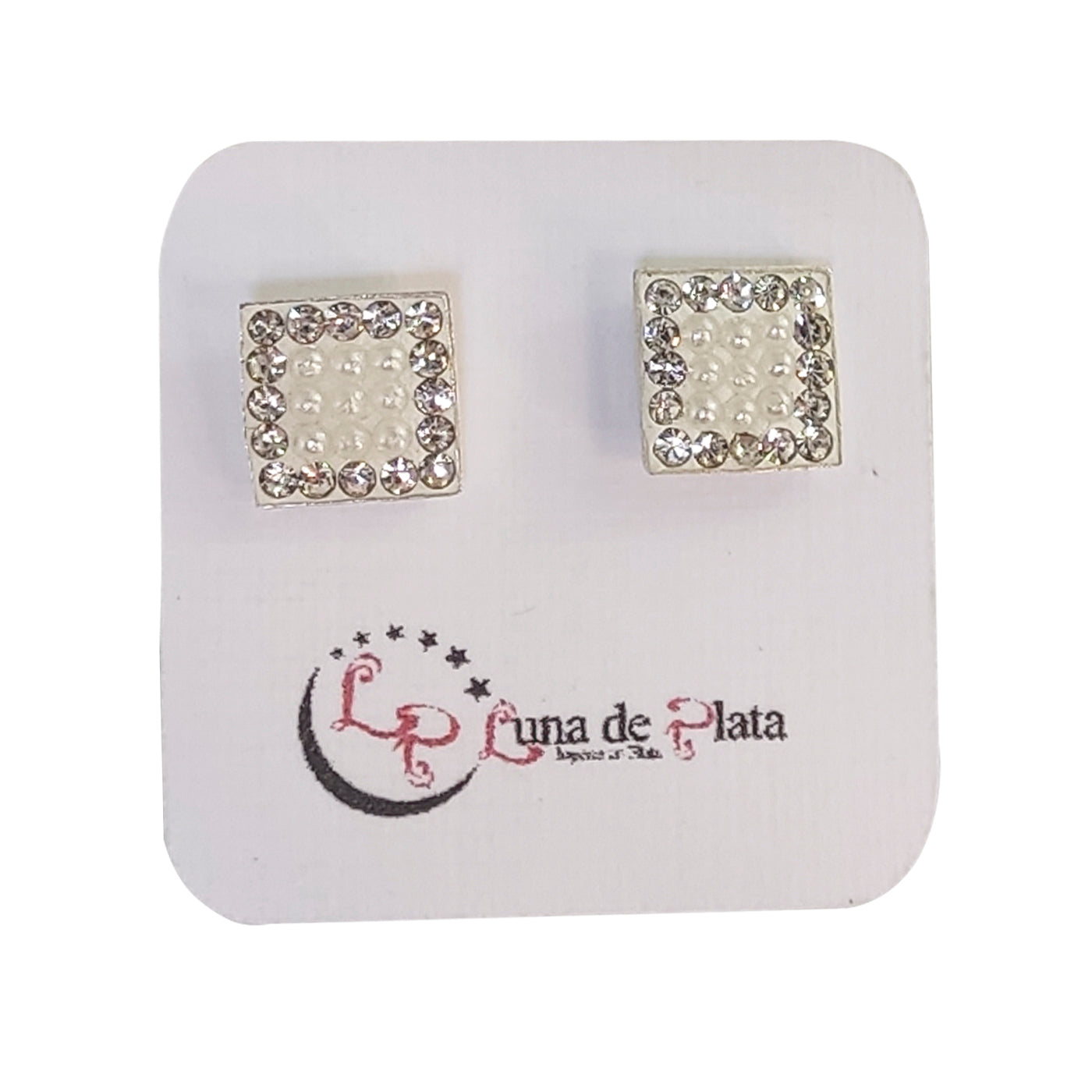 LPAP019 Arete Broquel Mini Perlas Cuadro Plata Ley .925 Taxco 1353204938