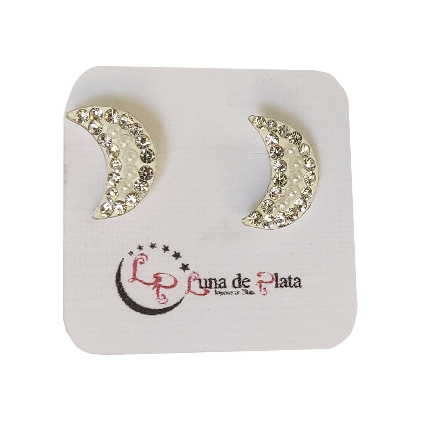 LPAP027 Arete Broquel Mini Perlas Luna Plata Ley .925 Taxco 1353211593