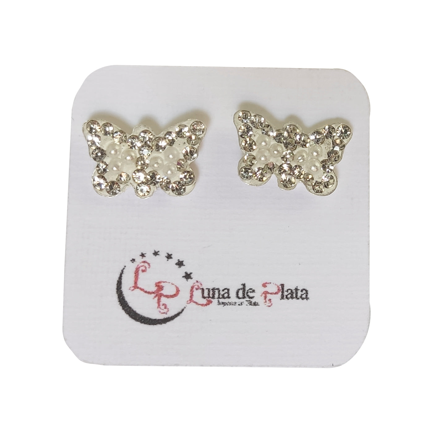 LPAP021 Arete Broquel Mini Perlas Mariposa Plata Ley .925 Taxco 1353228085