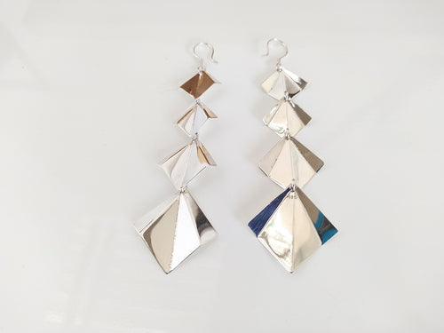 LPAA008 Aretes De Arillo Plata .925 Mod 4 Rombos Lisos Taxco MLM914723371