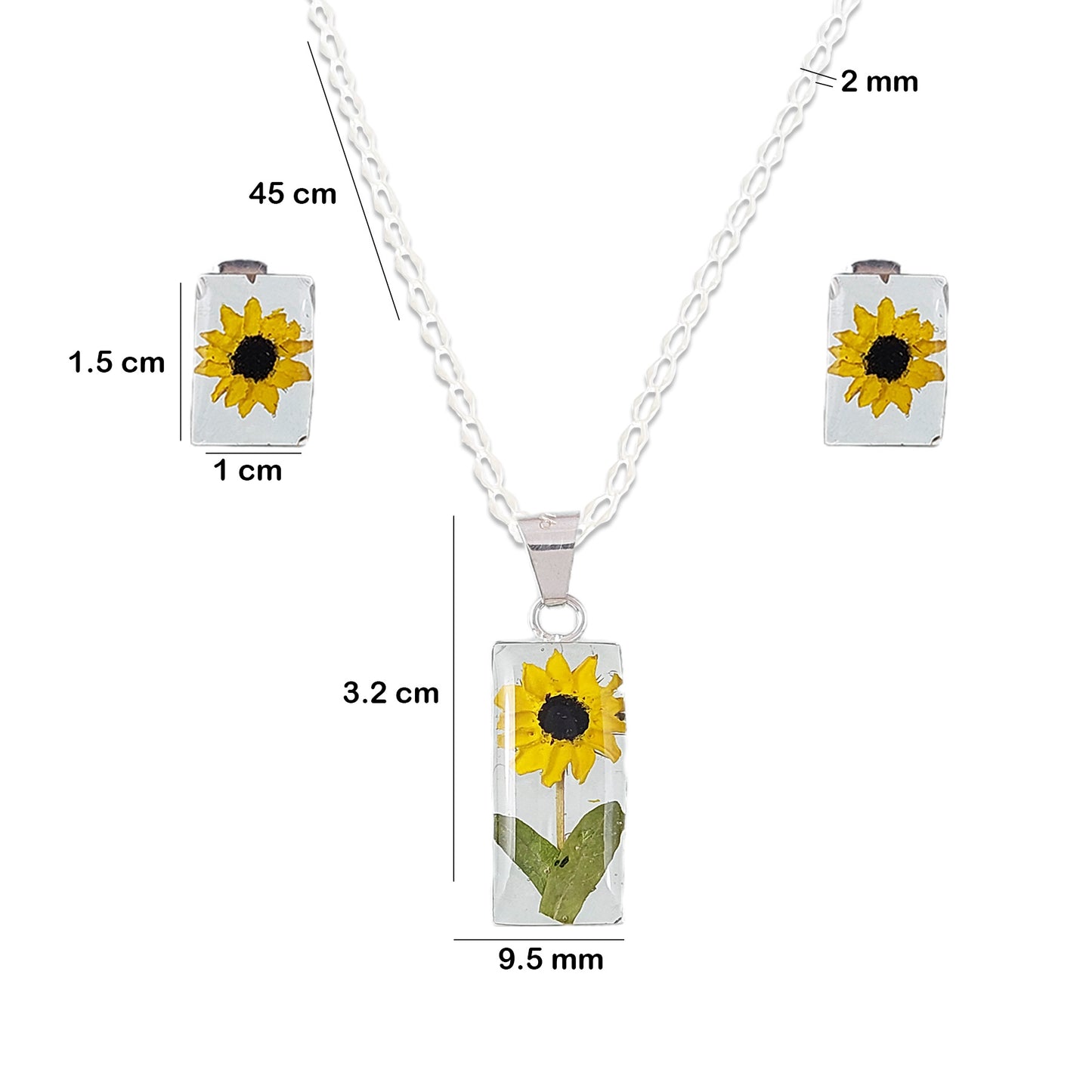 LPADJ015 Set Aretes + Dije + Cadena Girasol Rectángulo en Plata Ley .925 1588528792