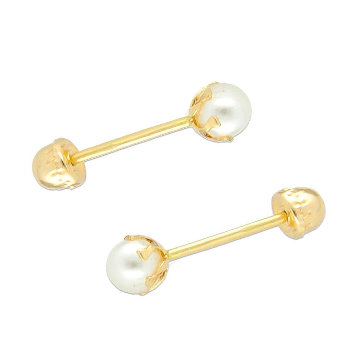 LPAUBR008 Aretes Broquel de Oro 10K Bebé o Mujer Perla Bflor 3 142a 1831924052