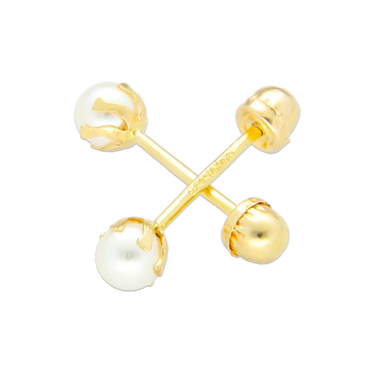 LPAUBR008 Aretes Broquel de Oro 10K Bebé o Mujer Perla Bflor 3 142a 1831924052