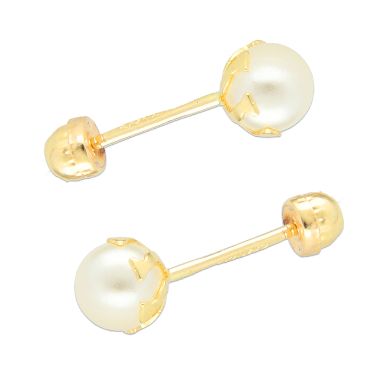 LPAUBR009 Aretes Broquel de Oro 10K Bebé o Mujer Perla Bflor 4142 1832037190