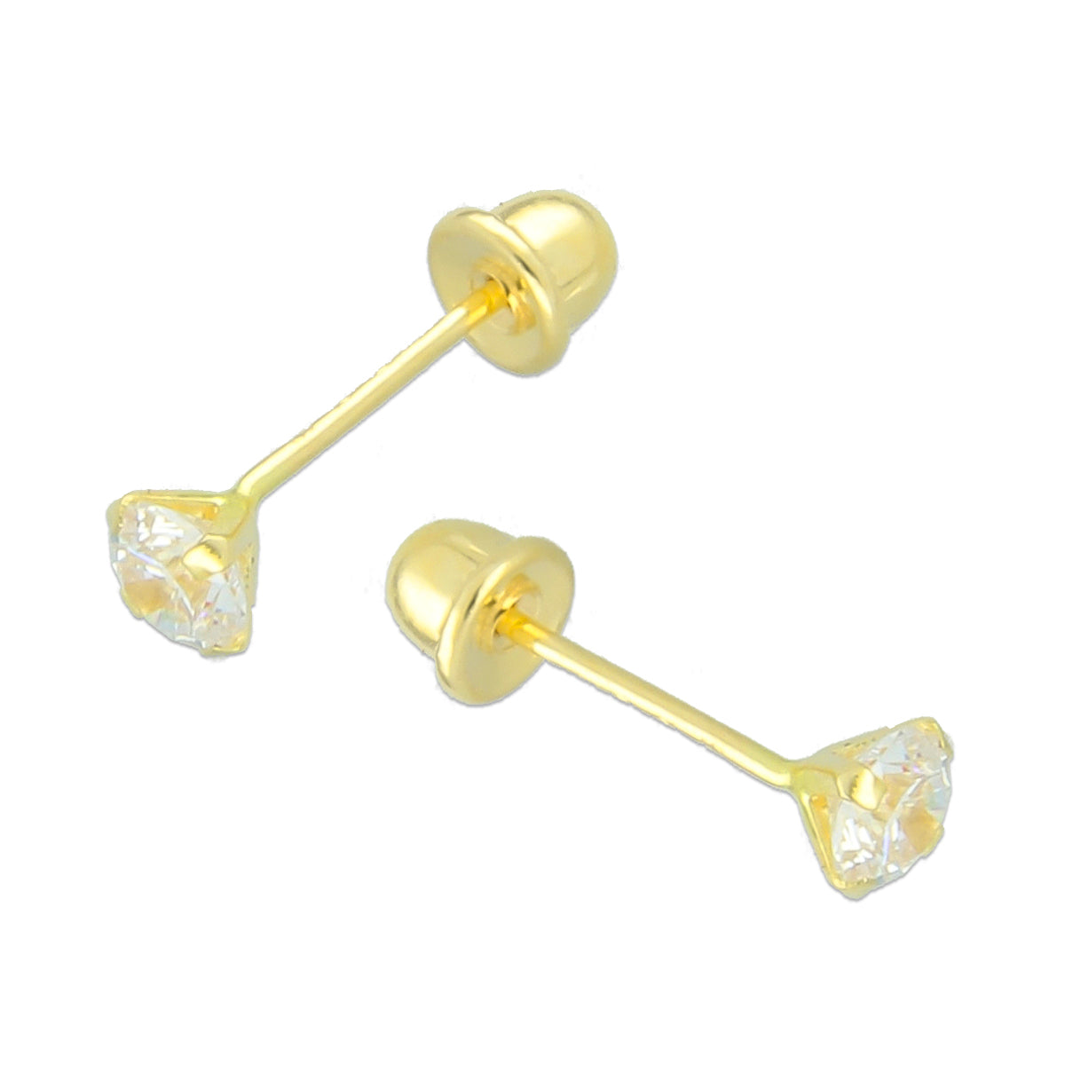 LPAUBR014 Aretes Broquel de Oro 10K Niñas o Mujer Zirc Kor 3mm 101b 1834364243