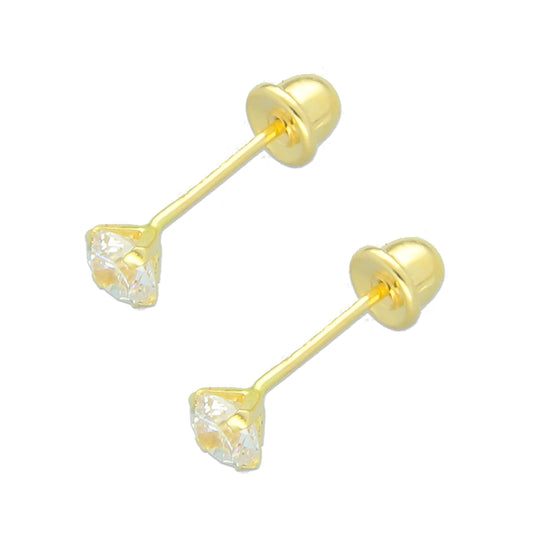 LPAUBR014 Aretes Broquel de Oro 10K Niñas o Mujer Zirc Kor 3mm 101b 1834364243