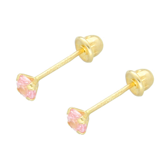 LPAUBR015 Aretes Broquel de Oro 10K Niñas o Mujer Zirc Kor 3mm 101r 1834390356