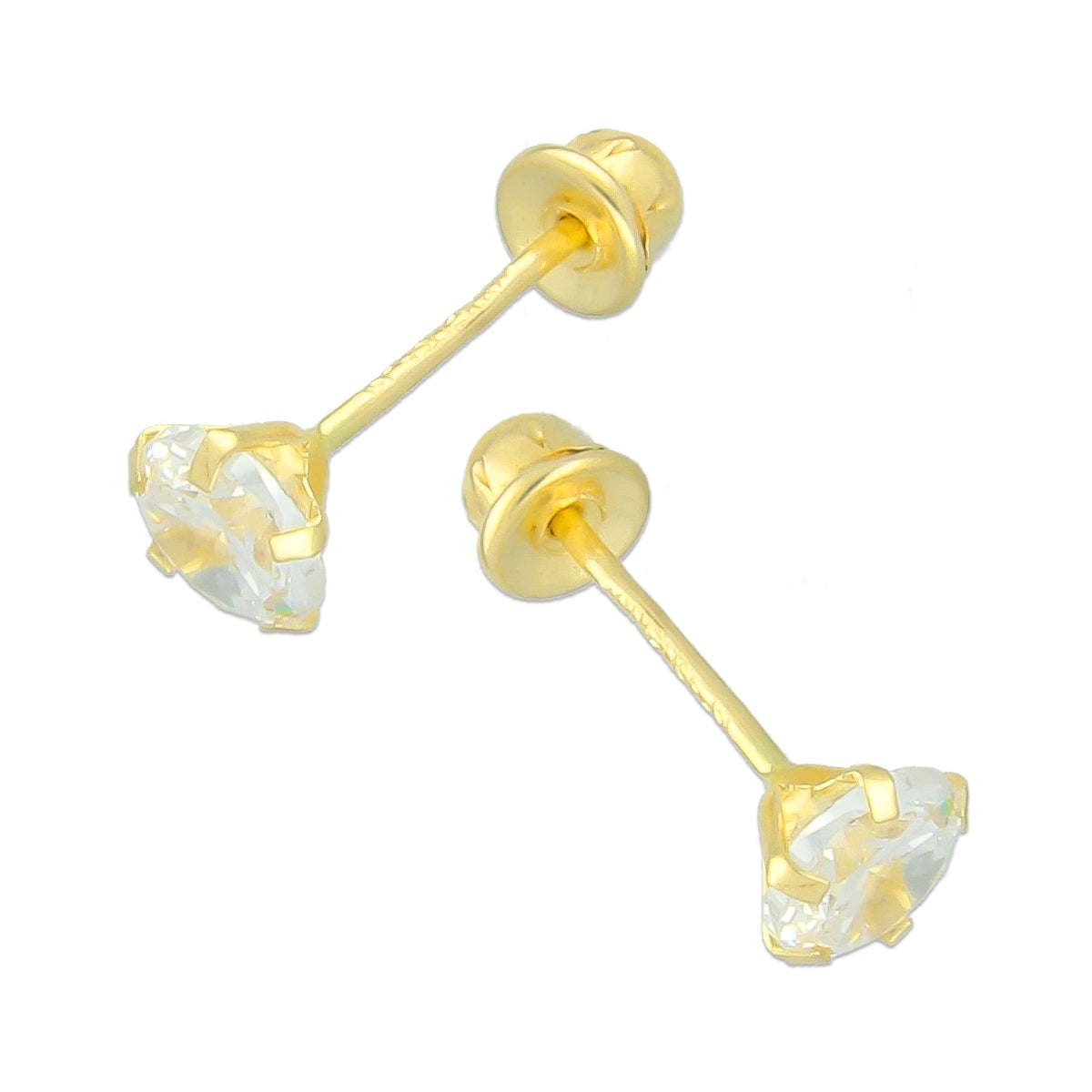 LPAUBR016 Aretes Broquel de Oro 10K Niñas o Mujer Zirc Kor 4mm 102b  1834367062