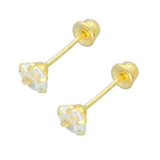 LPAUBR016 Aretes Broquel de Oro 10K Niñas o Mujer Zirc Kor 4mm 102b  1834367062